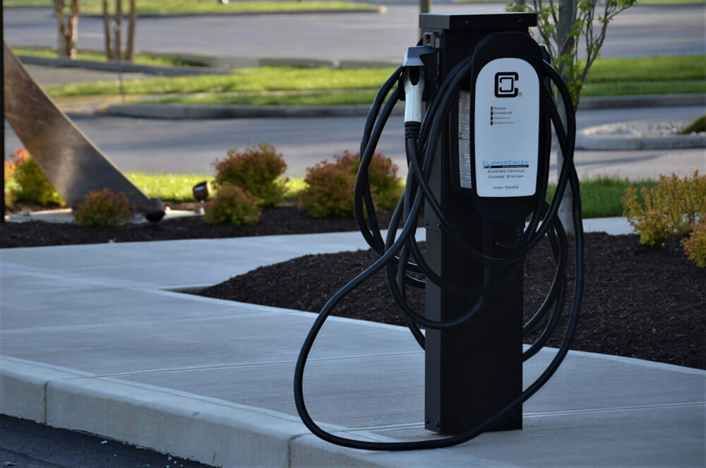 Commercial EV Charging Station On A Curb
