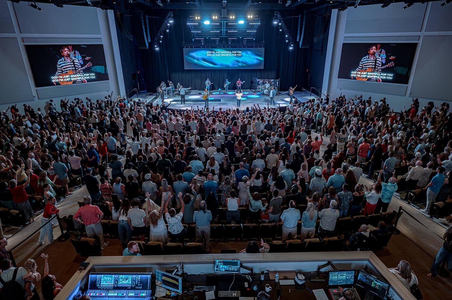 Grace City Church Electrical Design Build Auditorium With Audience